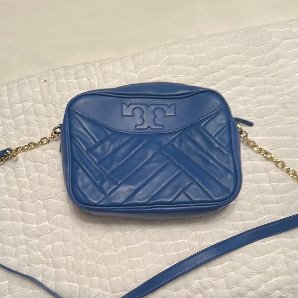 Tory Burch Blue Quilted Crossbody Bag